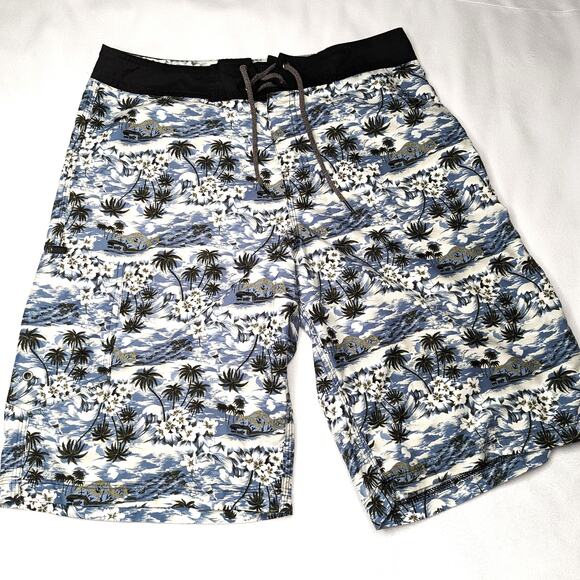 Vintage Anchor Blue Board Shorts Men's Small 90s Y2K Surf Skate Swim Trunks - Picture 1 of 4